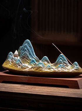 千里江山大号陶瓷倒流香炉茶道