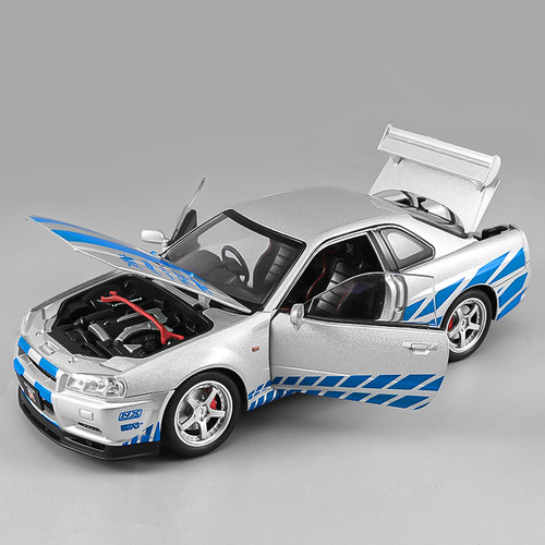 1:24日产GTR34速度激情道奇合金汽车模型车内摆件男孩玩具车礼物_虎窝淘