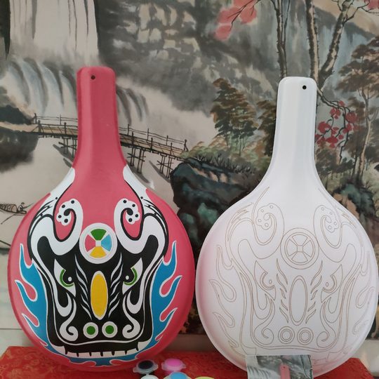 Blank horse spoon gourd diy mask traditional culture gourd society fire pattern facial mask white blank intangible cultural heritage