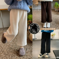 Girl Gush Loose Straight Cylinder Long Pants Autumn Winter Kharen Pants Large Pp Pants Woman Baby Thickened Broadlegged Pants Casual Pants