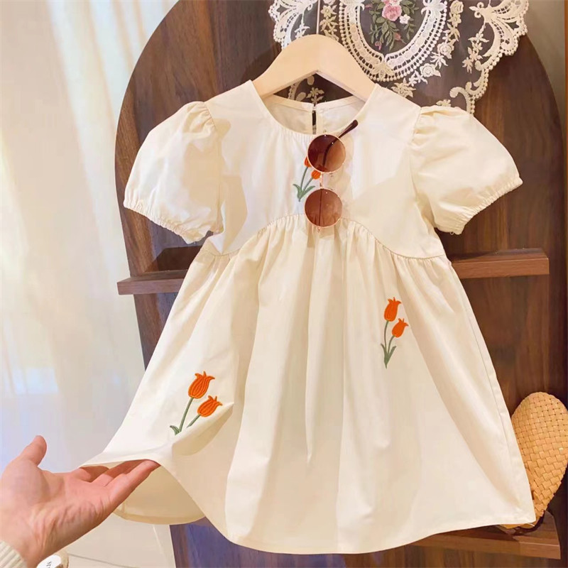 2025夏季新款女宝宝纯棉公主裙女孩裙子女童花朵刺绣泡泡袖连衣裙,淘宝优惠券,粉丝福利购,淘宝优惠卷