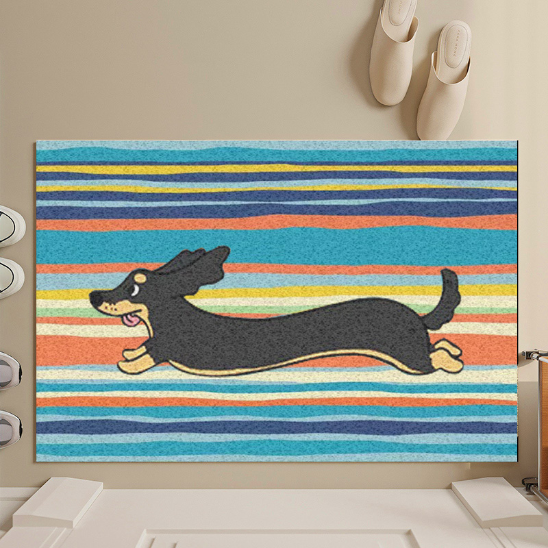 入户门地垫腊肠小狗丝圈家用可裁剪防滑蹭灰进门玄关脚垫卡通ins - 图0