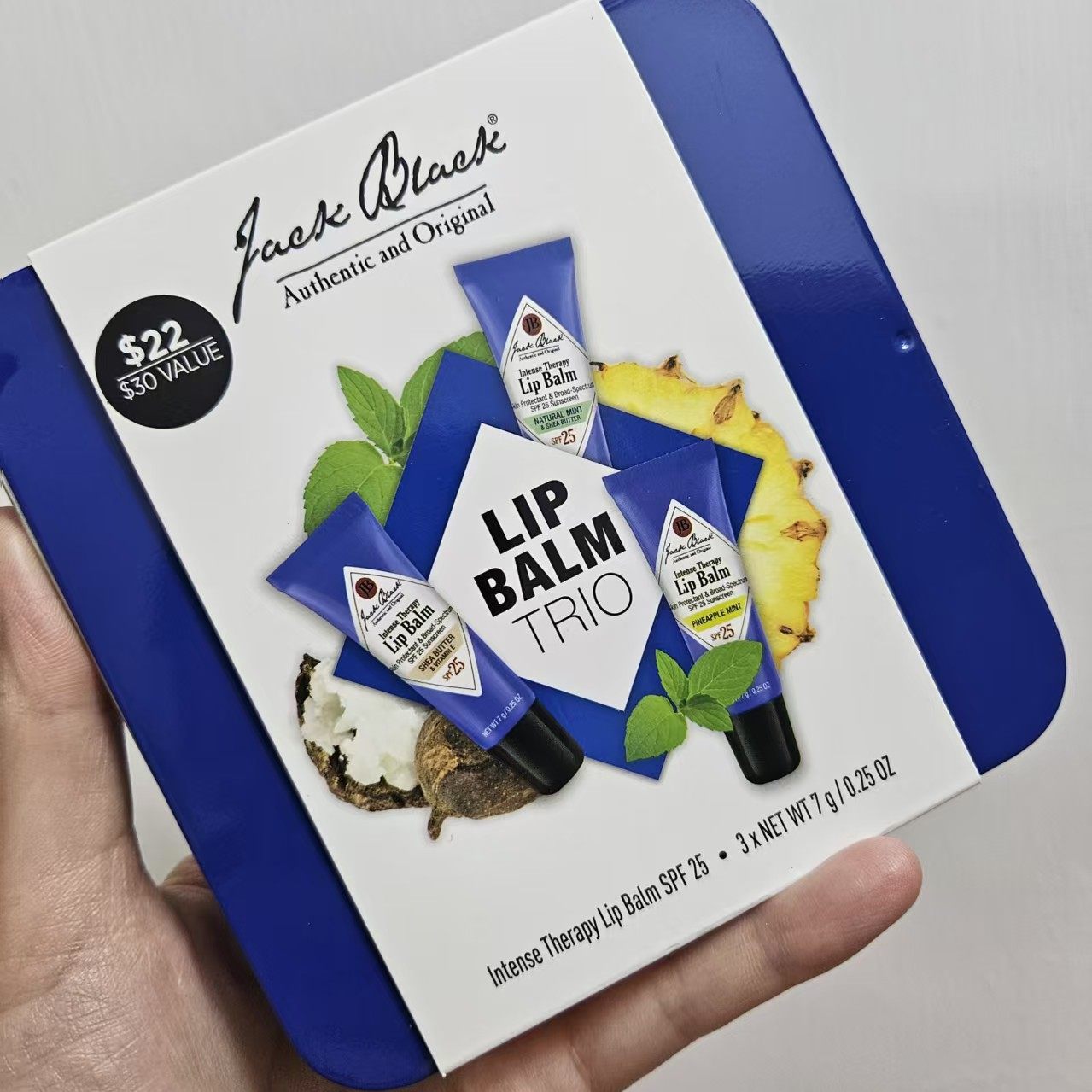 海淘正品现货JACK BLACK防晒SPF25润唇膏7g 薄荷 菠萝 乳木果,淘宝优惠券,粉丝福利购,淘宝优惠卷