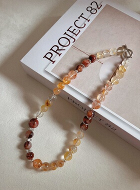 原创设计天然渐变锦鲤色胶花项链