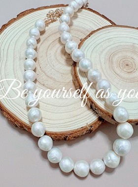 天然项链淡水珍珠匀称通用赫本风