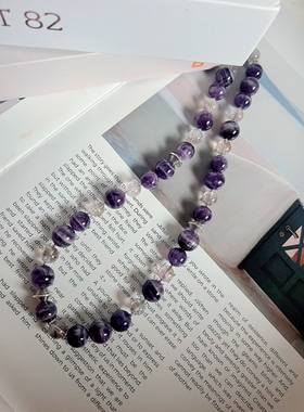 原创设计梦幻紫晶欧美短项链