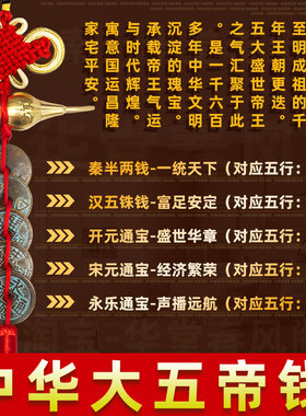 中华大五帝钱门对门葫芦挂件