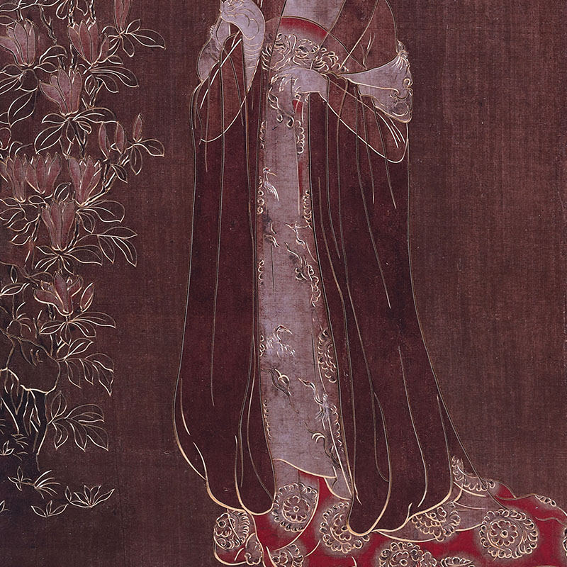 簪花仕女图手工錾刻铜雕画客厅卧室玄关唐代装饰画复古中式画-图2