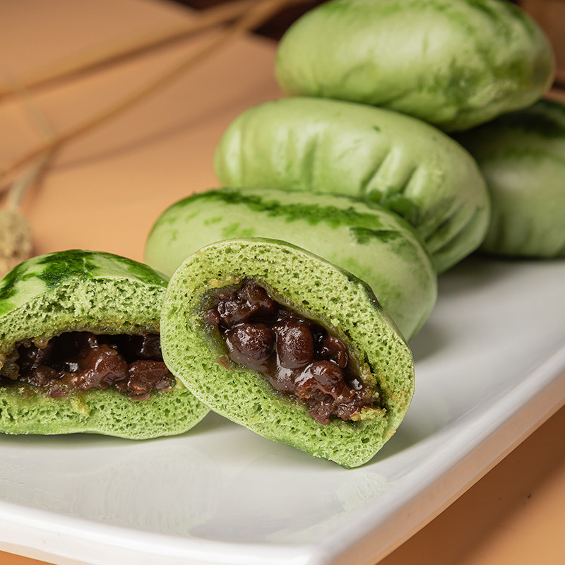 西瓜包300g抹香红豆西瓜包子早餐点心甜点酒店半成品儿童卡通包点,淘宝优惠券,粉丝福利购,淘宝优惠卷