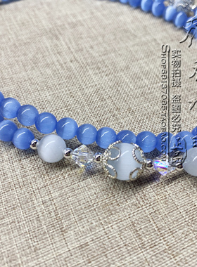 蓝猫眼石唐卡毛衣项链金色银色超闪泰国佛牌不对称款挂链可定制