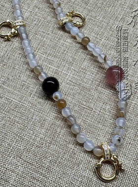 4毫米水草玛瑙棉绳手编毛衣唐卡项链金色三挂泰国佛牌挂链 可定制