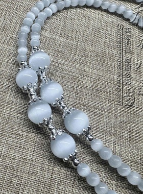 白猫眼石毛衣百搭唐卡项链银色泰国佛牌挂链可定做其他款式