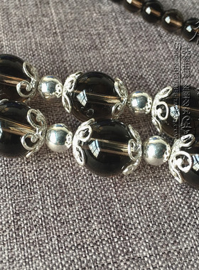 天然深色茶水晶唐卡毛衣项链S925泰银纯银配件泰国佛牌挂链可定制