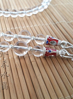 天然白水晶项链S925纯银泰银配件泰国佛牌毛衣挂链可订做其他款式