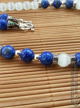 白色天然青金石泰国佛牌毛衣项链