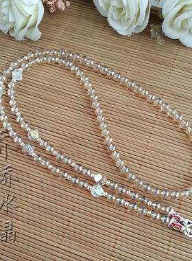 天然白水晶香槟镀彩项链S925纯银泰银配件泰国佛牌毛衣挂链可定制