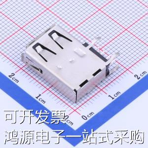 U221-041N-1BU07-S1 USB连接器 Type-A 母座 侧插 黑色胶芯卷边 - 图0