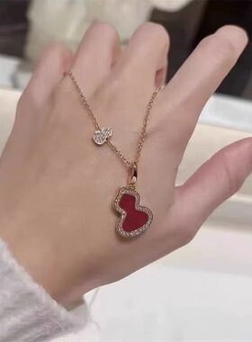18K金红葫芦项链女轻奢小众设计感高级锁骨链送女友生日礼物