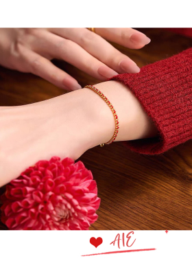 本命年双层红绳泡泡钻金链精致百搭高级感细款叠戴手链女