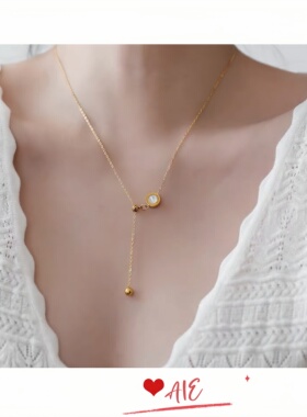 钛钢双面佩戴镀18K金防过敏钛钢不掉色项链女