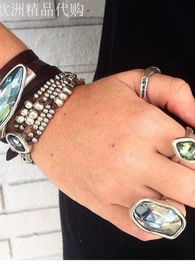 国/现绝版西班牙UNOde50 绿水机戒指欧美轻奢手工做旧镀银时尚