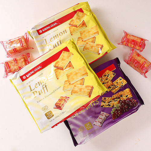 新加坡进口康元柠檬味夹心饼葡萄饼干提子曲奇办公室休闲小零食品 - 图2