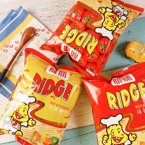 丽丽波浪薯片RIDGE中包55g 烤肉番茄香辣味马铃薯 膨化食品 - 图3