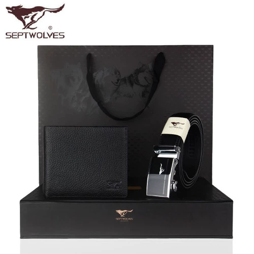 Septwolves, ремень, бумажник, набор, подарочная коробка, комплект на день Святого Валентина, из натуральной кожи, подарок на день рождения