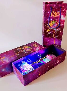 彩晶防金玫瑰花24k带灯七夕情人节摆件创意礼物品情人送女友老婆