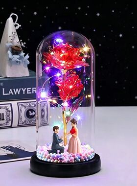 小夜灯玻璃罩玫瑰花生日礼物女生