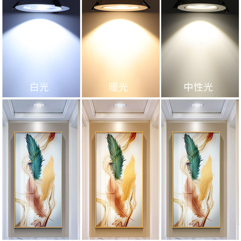 筒灯LED嵌入式天花灯射灯家用孔灯7.5公分客厅洞灯超薄桶灯4寸12w_虎窝淘