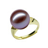 Zhicai new purple pearl and shell bead ring 11mm perfect round extremely bright 18K gold plated freshwater pearl ring for women