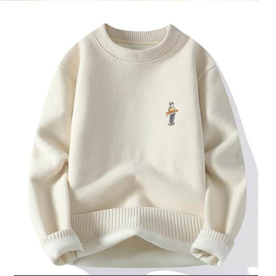 稻草人2025年秋冬季新款潮流圆领保暖打底内搭加绒加厚毛衣针织衫