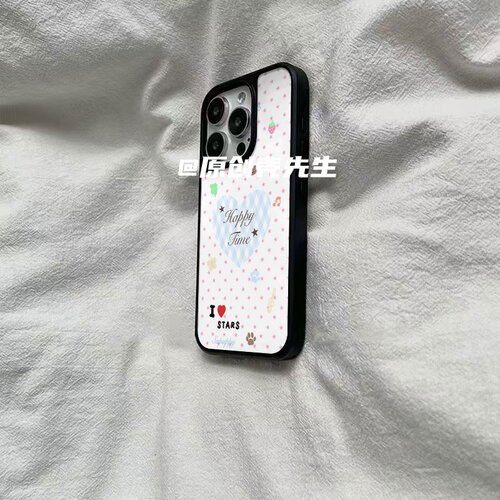 ins古早爱心波点黑边软壳磁吸适用苹果iPhone17promax手机壳1615pro小米1415Pro华为mate60p70三星S23防摔 - 图1
