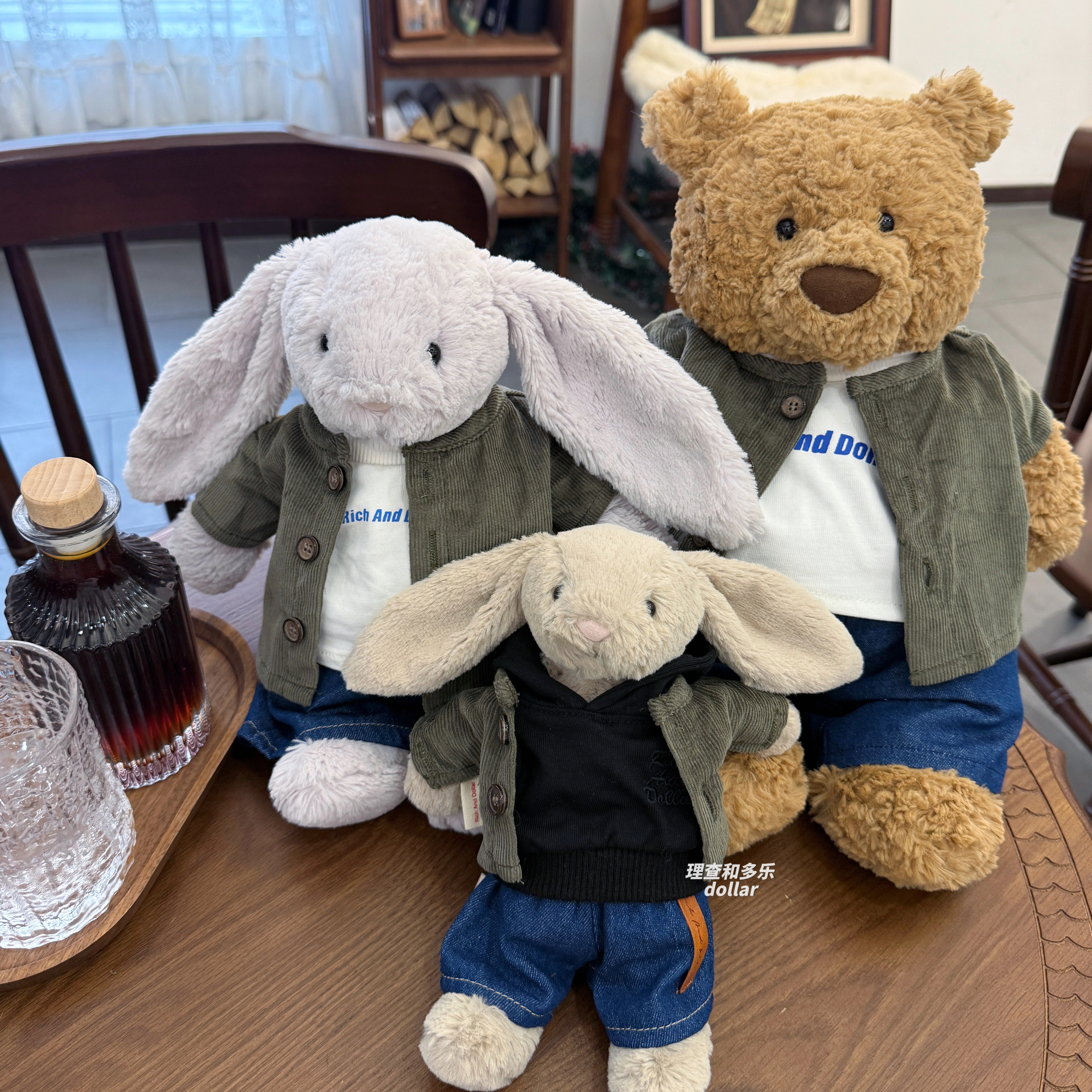 巴塞罗熊衣服jellycat娃衣nici玩偶衣服长野工装夹克日系秋冬外套 - 图1