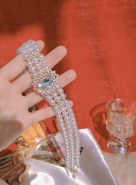 宫廷风水晶镶钻小众设计感锁骨链