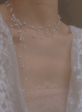 女满天星珍珠锁骨链仙气