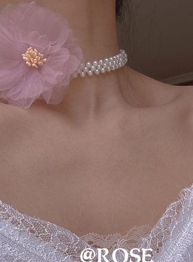 女仙气花朵锁骨链气质
