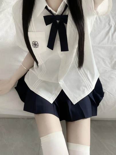 夏日和风铃 禾玲中 基础款风琴褶原创JK制服短袖衬衫日系学院风