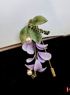 苏州非遗手工绒花紫色花朵复古胸针汉服配饰妈妈教师节母亲节礼物