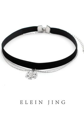 双层黑色丝绒雪花CHOKER复古项圈