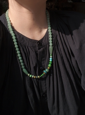 小众品牌 OG Loc 东陵石绿松石 纯银扣 天然石 项链 店主手作