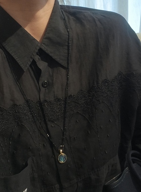 青岛饰品 OG Loc  天然鲍鱼贝银扣水晶项链一物一拍介意瑕疵慎拍