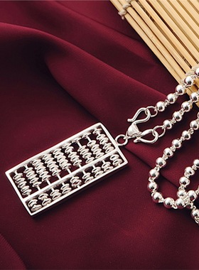 算盘99足银纯银毛衣链女时尚项链长款高级感吊坠百搭潮流大气高档