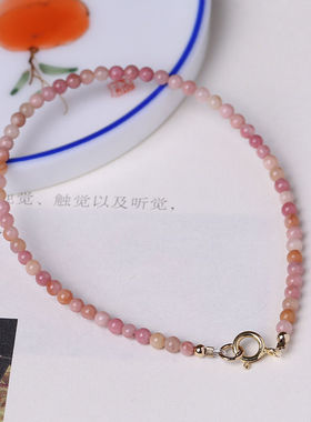 新款网红小众天然红纹石手链极细