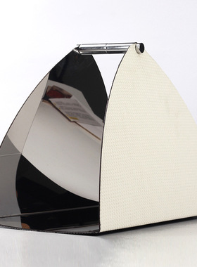 现代轻奢皮革三角形提篮托盘样板