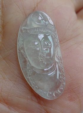 冰种木那雪花棉翡翠观音 天然A货翡翠