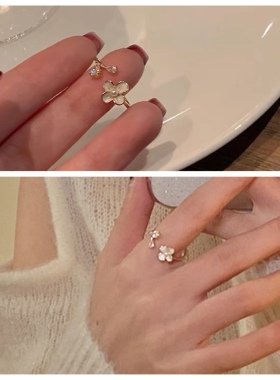 花朵戒指女小众高级感珍珠