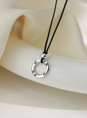 平安扣黑绳秋冬毛衣链项链女