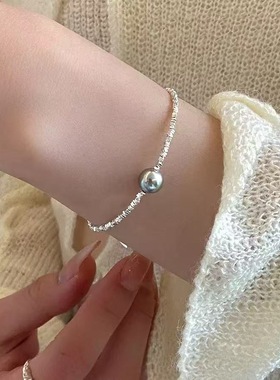 仿碎银子珍珠手链轻奢小众精致爆闪手串女款2025新款学生清新手饰